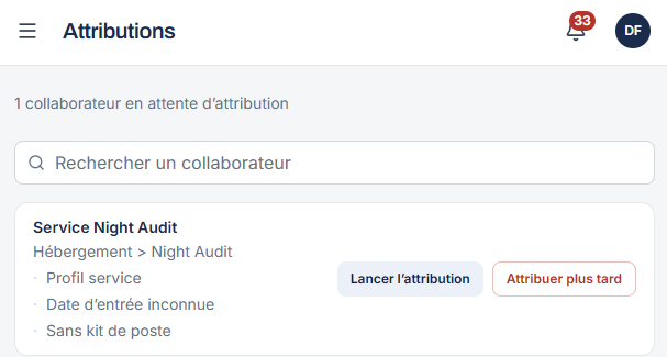 Interface MyDotation d’attribution et de retour